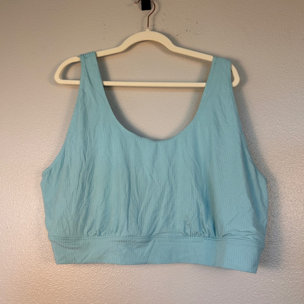 Old Navy Sunday Sleep Womens 4X Aqua Blue Ribbed Smocked Back Pajama Tank Top